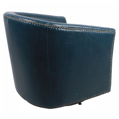 Leather Swivel Chair, Vintage Blue