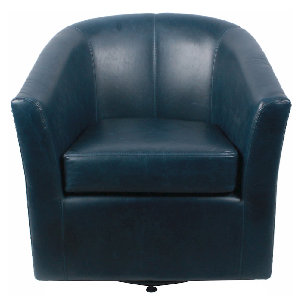Leather Swivel Chair, Vintage Blue