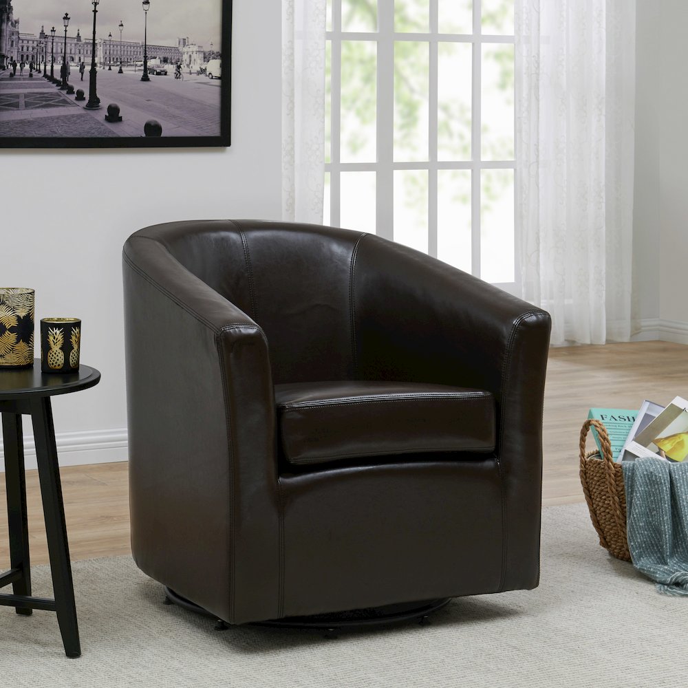 Swivel Bonded Leather Chair, Brown
