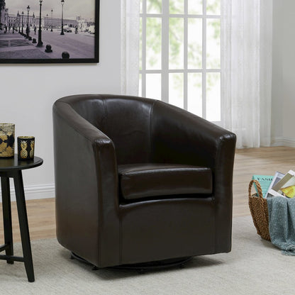 Swivel Bonded Leather Chair, Brown