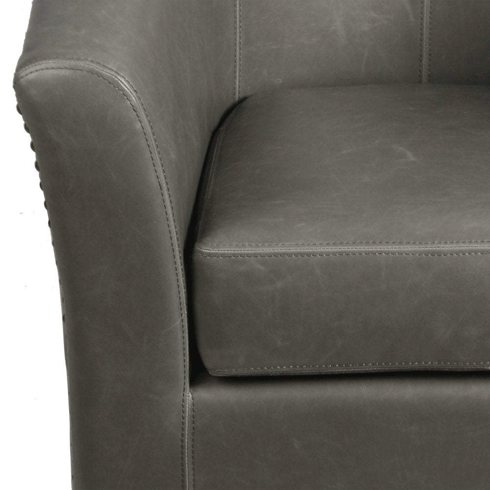 Leather Swivel Chair, Vintage Gray