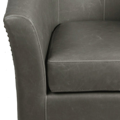 Leather Swivel Chair, Vintage Gray