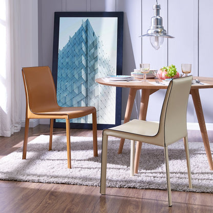 Recycled Leather Chair,Set of 2, Vanilla