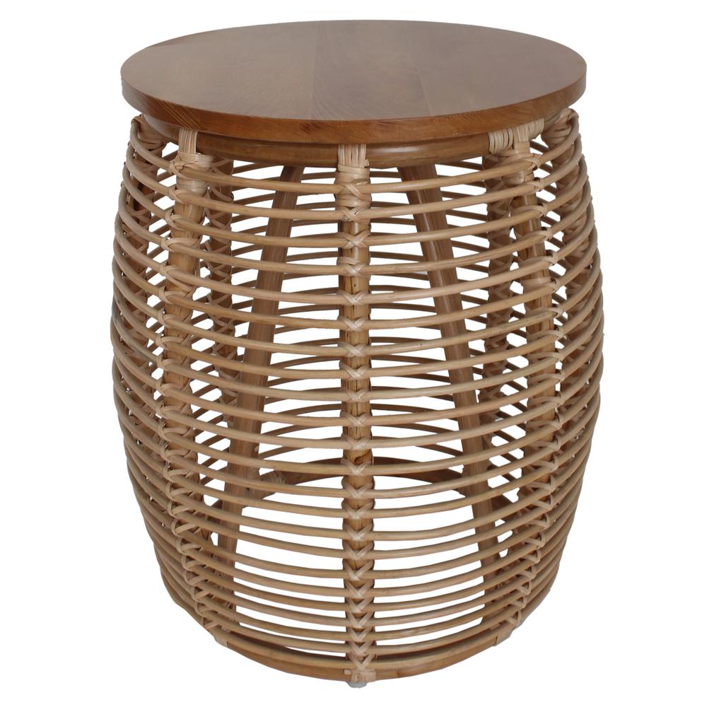 Rattan End Table; constructed of Pine Wood, Rattan.