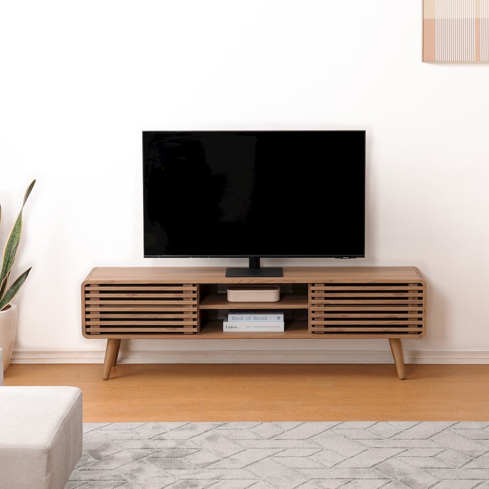 Wilson Slat Low TV Stand - 58"W x 14"D x 17.5"H - Terra Oak