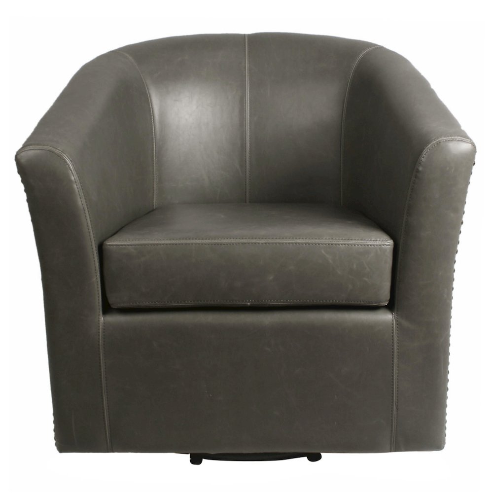 Leather Swivel Chair, Vintage Gray