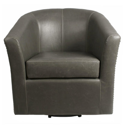 Leather Swivel Chair, Vintage Gray