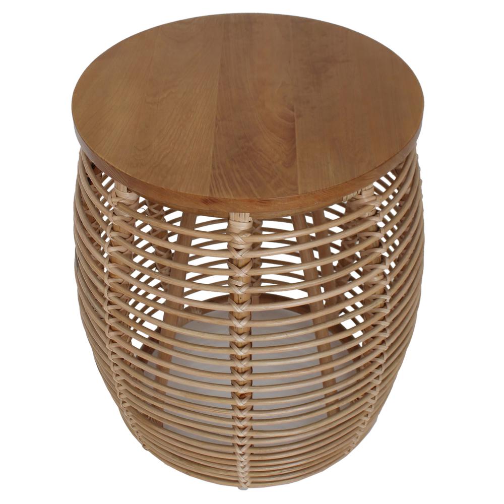 Rattan End Table; constructed of Pine Wood, Rattan.