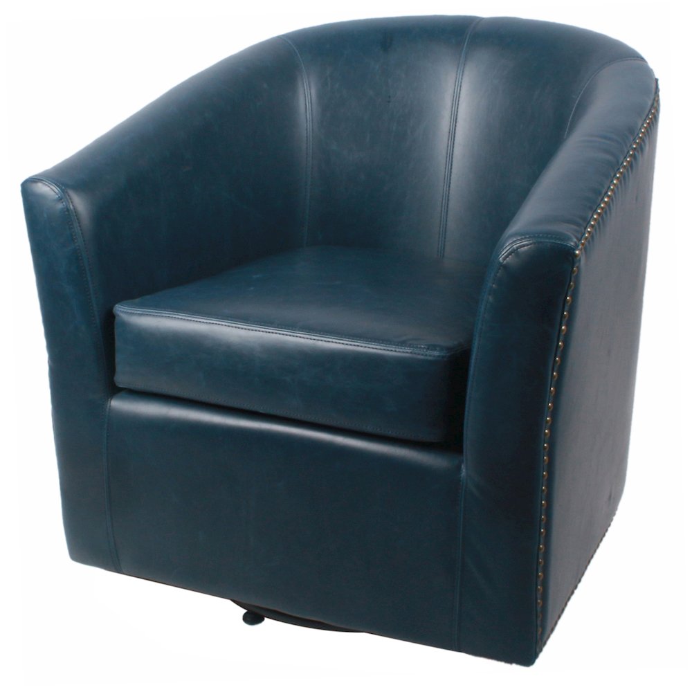 Leather Swivel Chair, Vintage Blue