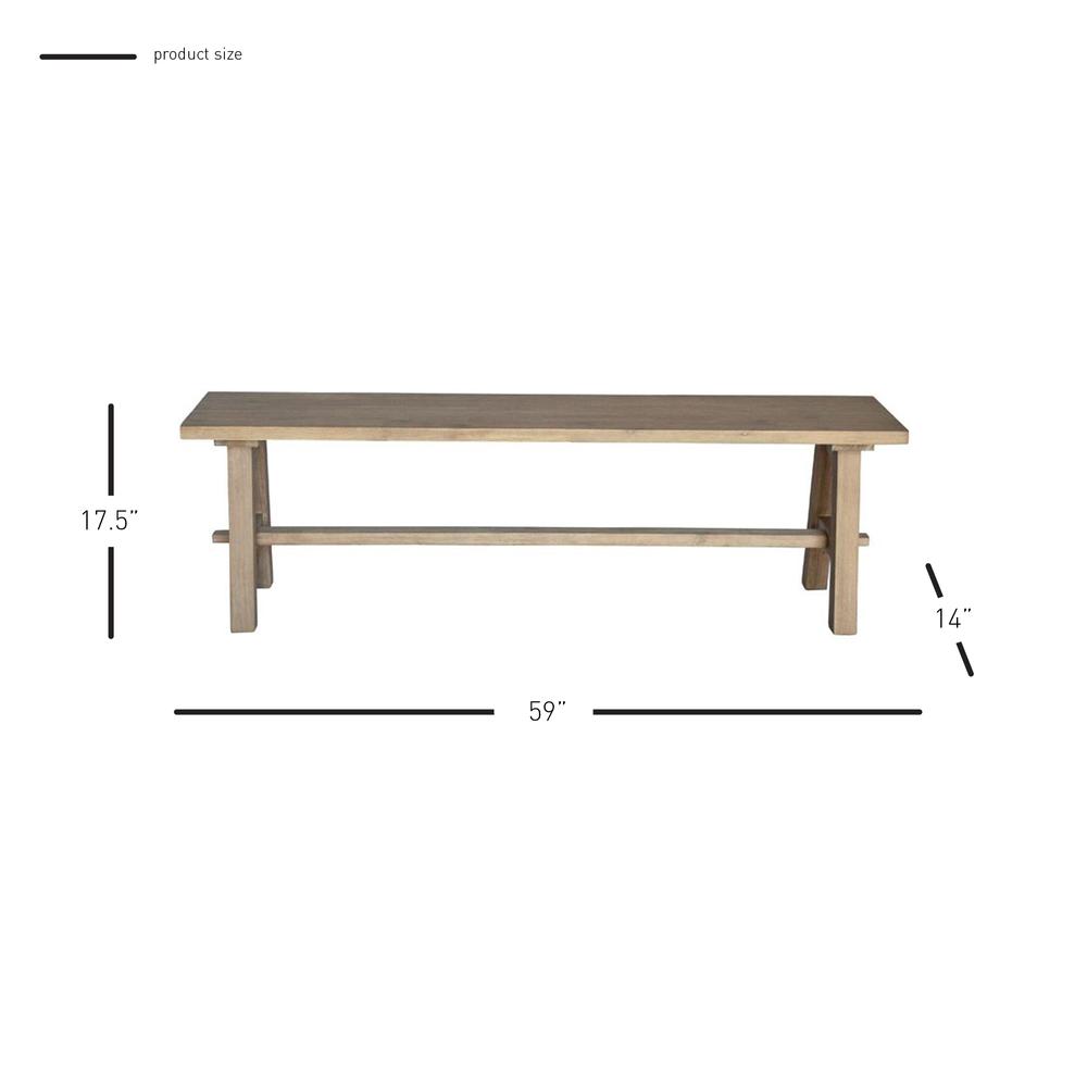 59" Bench, Brushed Smoke