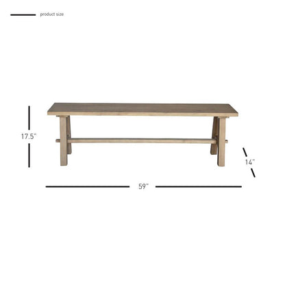 59" Bench, Brushed Smoke