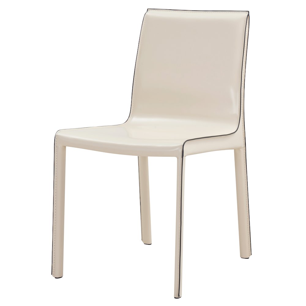 Recycled Leather Chair,Set of 2, Vanilla