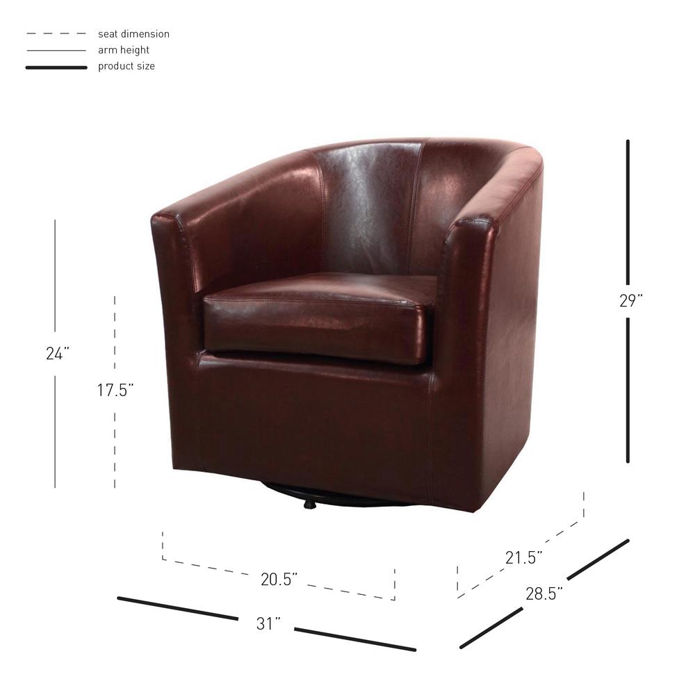 Swivel Bonded Leather Chair, Saddle Brown