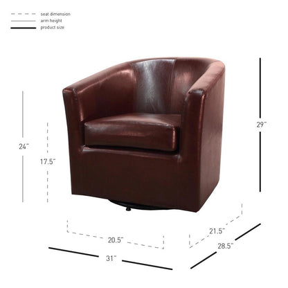 Swivel Bonded Leather Chair, Saddle Brown