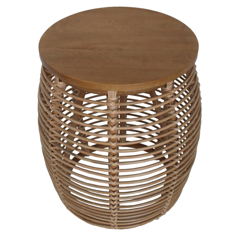 Rattan End Table; constructed of Pine Wood, Rattan.