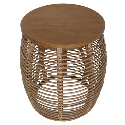 Rattan End Table; constructed of Pine Wood, Rattan.