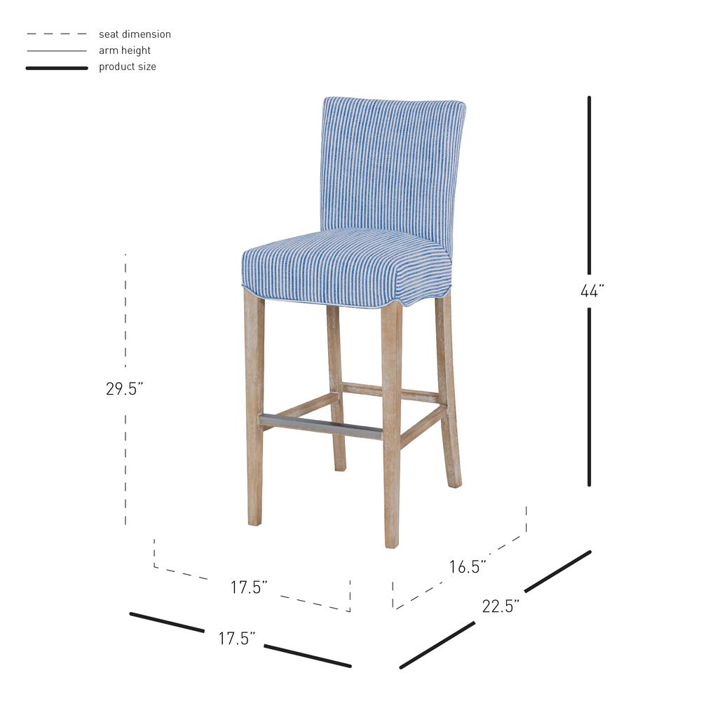 Fabric Bar Stool, Blue Stripes