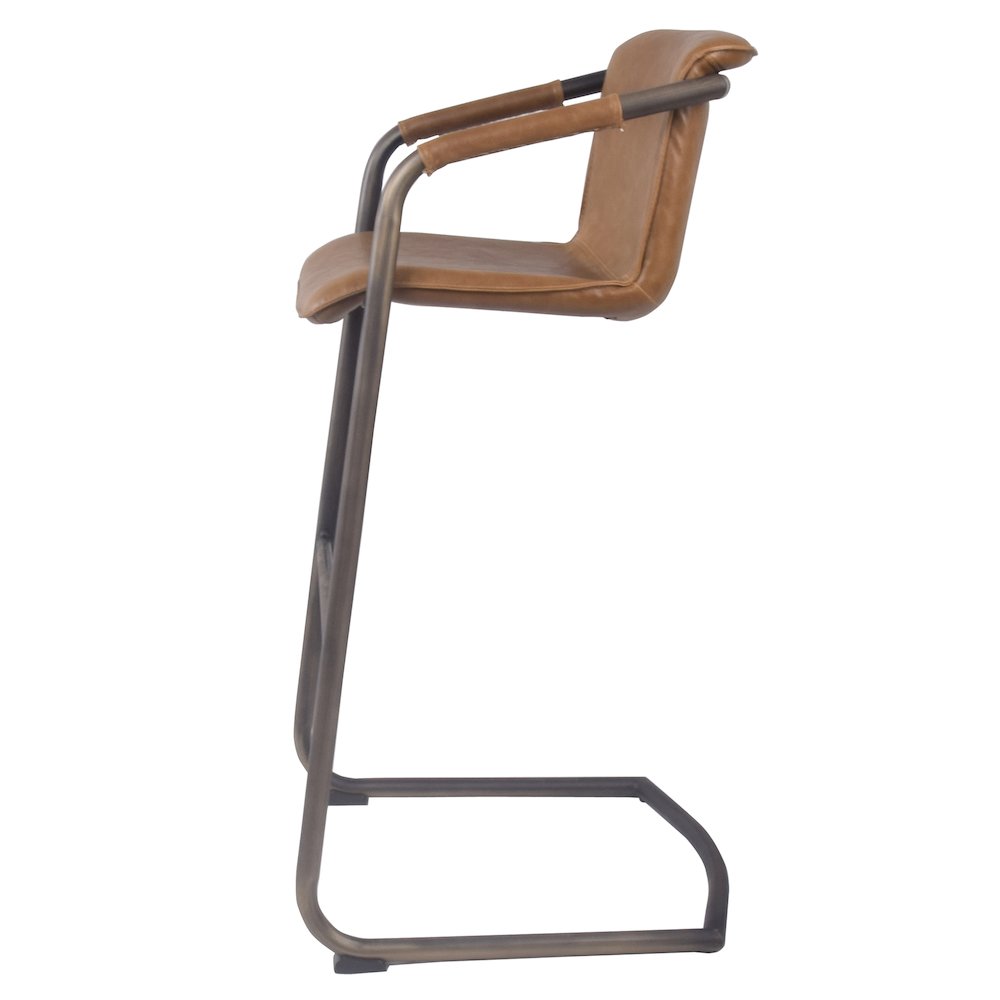 PU Leather Bar Stool,Set of 2, Antique Cigar Brow