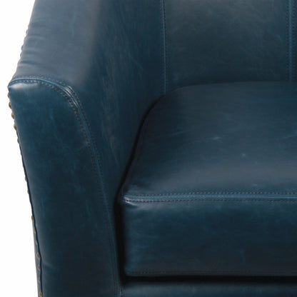 Leather Swivel Chair, Vintage Blue