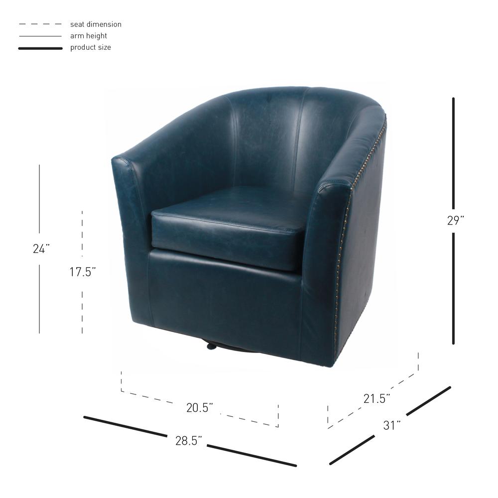 Leather Swivel Chair, Vintage Blue
