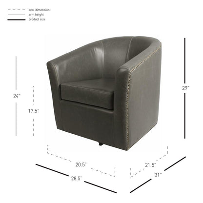 Leather Swivel Chair, Vintage Gray