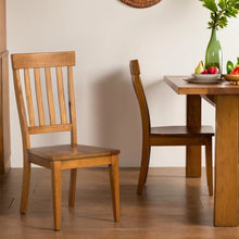 Elegant Brown Solid Wood Dining Chairs Set of 2 with Slatback Design