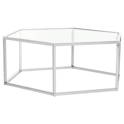 Home Collection Eliana Chrome and Glass Hexagon Coffee Table