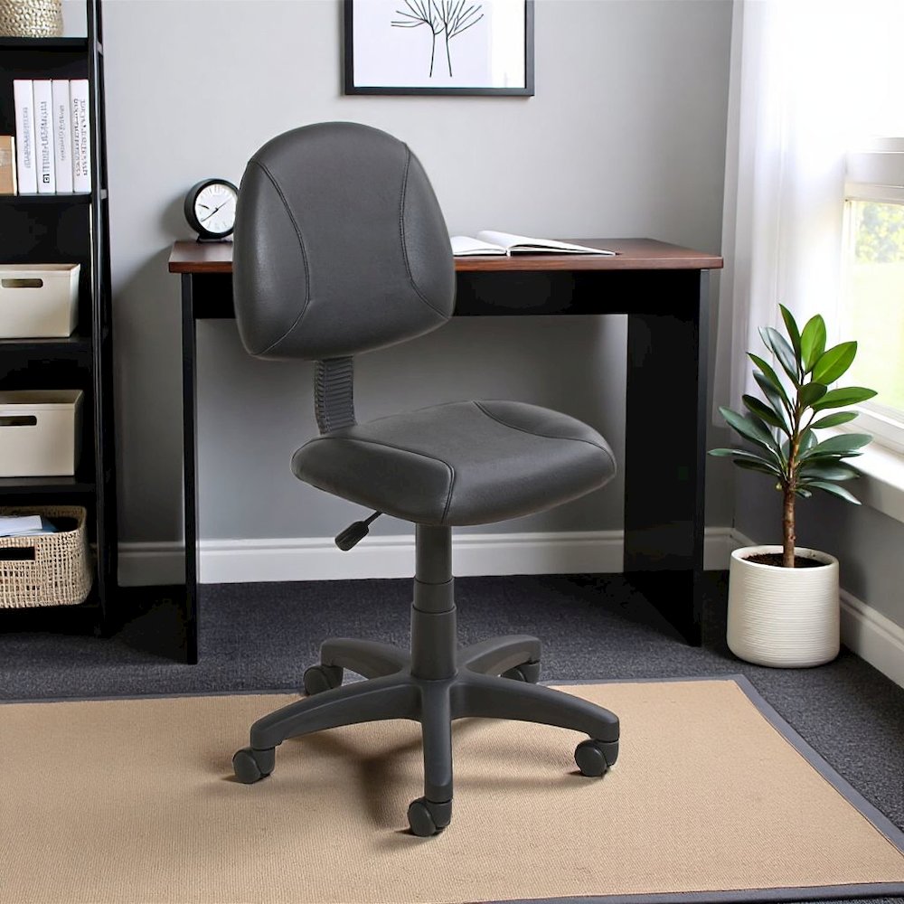 Black Leather Office Guest Chair For Reception Or Client Seating