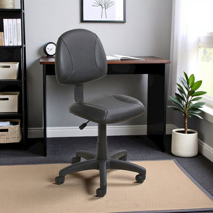 Black Leather Office Guest Chair For Reception Or Client Seating