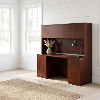 Mahogany Four Door Hutch with Classic Storage Design for Dining Room