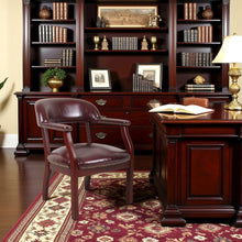 Burgundy Captains Chair for Office Furniture or Poker Room, No Wheels Design