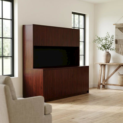 Mahogany Hutch with Doors for Storage and Display in Rustic Style