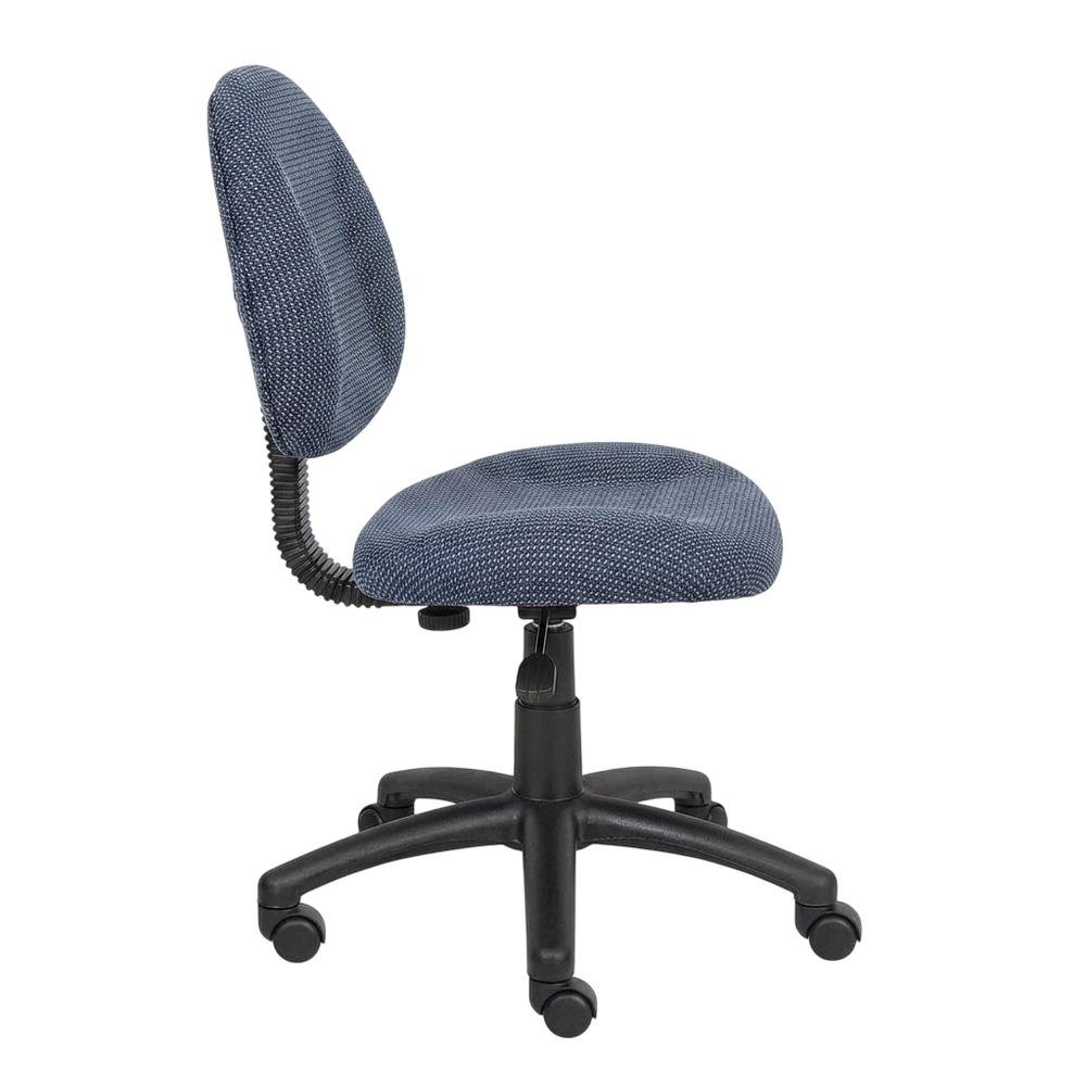 Blue Armless Office Chair With Wheels, Ideal Desk Chair For Sewing Tasks