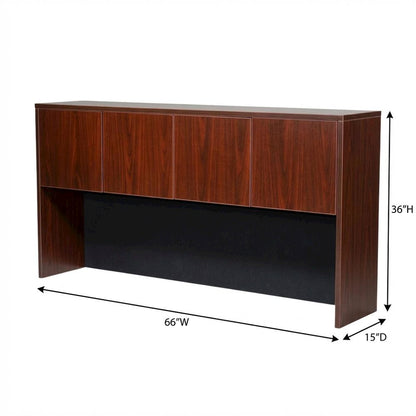 Mahogany Four Door Hutch with Classic Storage Design for Dining Room
