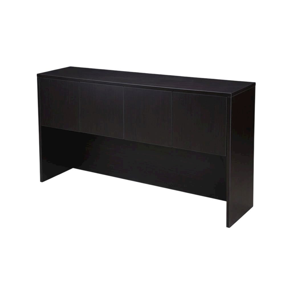 Mocha 66-Inch Four-Door Hutch with Ample Storage and Elegant Finish
