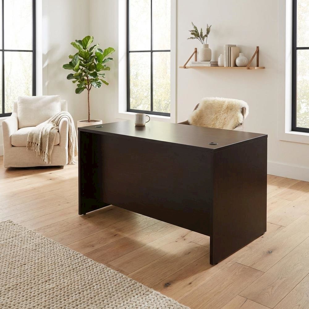 Mocha Office Desk With Spacious Work Surface And Elegant Finish