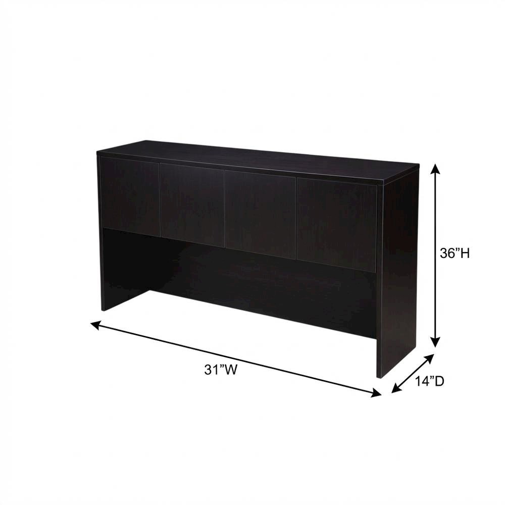 Mocha 66-Inch Four-Door Hutch with Ample Storage and Elegant Finish