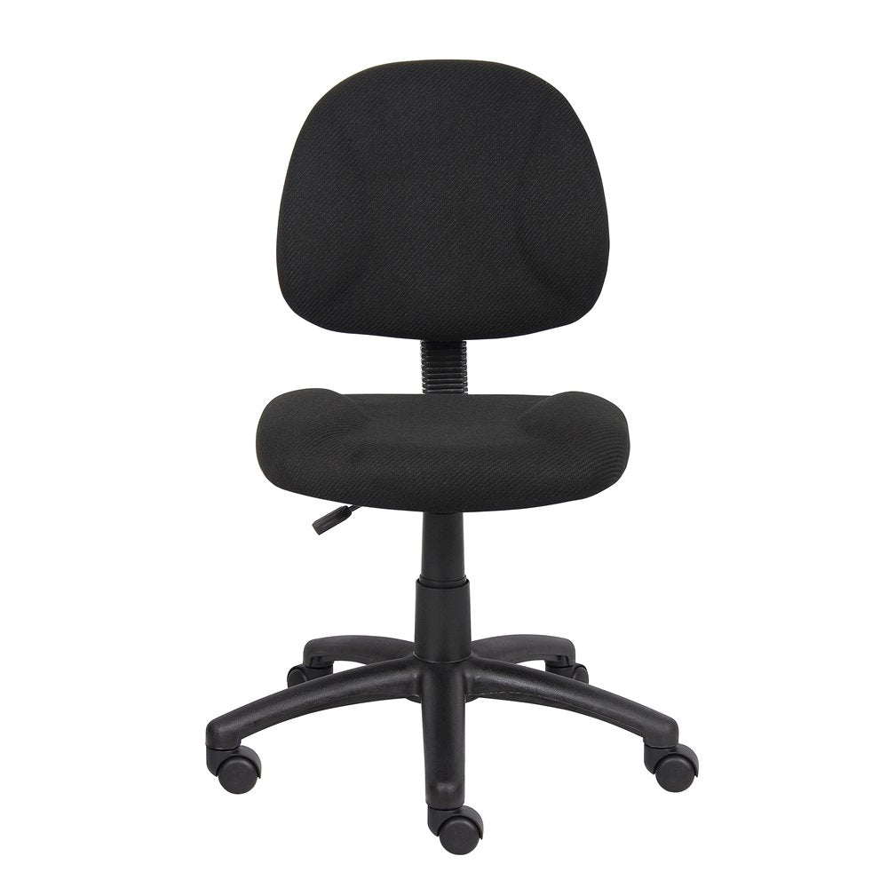Black Armless Office Chair With Wheels, Ideal Desk Chair For Sewing Tasks
