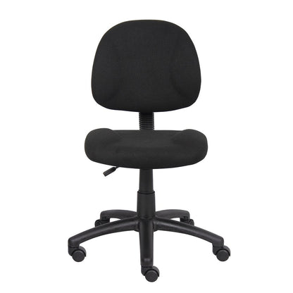 Black Armless Office Chair With Wheels, Ideal Desk Chair For Sewing Tasks
