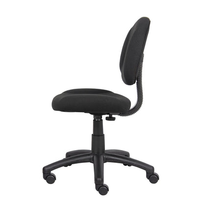Black Armless Office Chair With Wheels, Ideal Desk Chair For Sewing Tasks