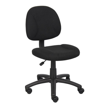 Black Armless Office Chair With Wheels, Ideal Desk Chair For Sewing Tasks