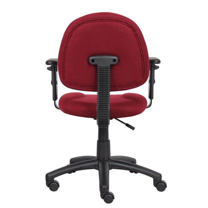 Burgundy Office Chair With Adjustable Arms, Desk Chair Comfy For Home Office