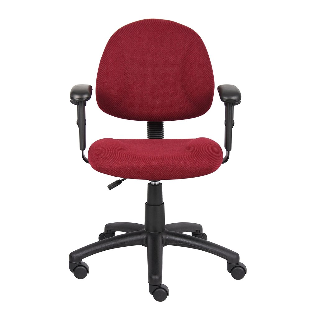 Burgundy Office Chair With Adjustable Arms, Desk Chair Comfy For Home Office