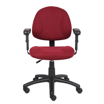 Burgundy Office Chair With Adjustable Arms, Desk Chair Comfy For Home Office