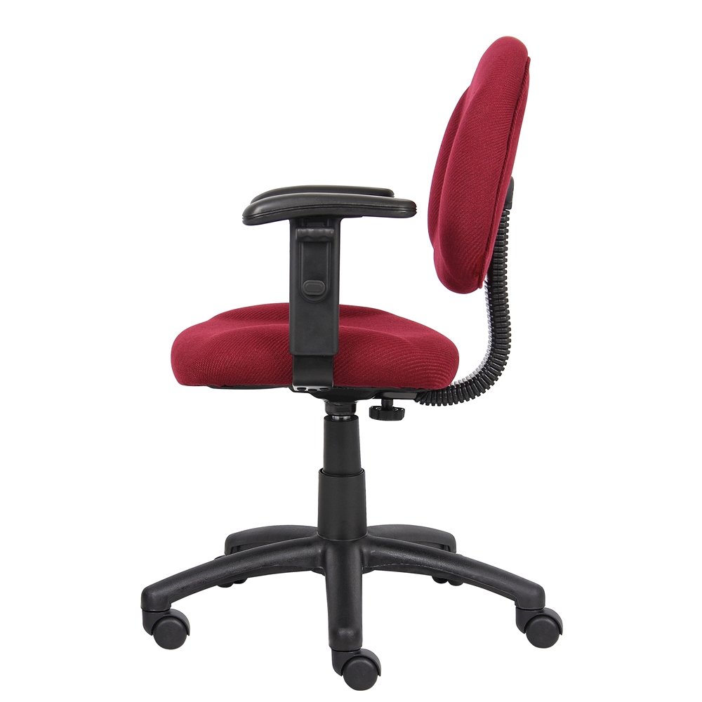 Burgundy Office Chair With Adjustable Arms, Desk Chair Comfy For Home Office