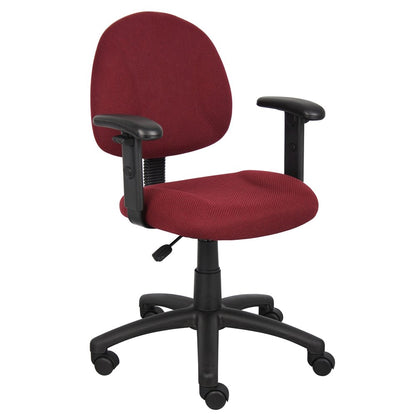 Burgundy Office Chair With Adjustable Arms, Desk Chair Comfy For Home Office