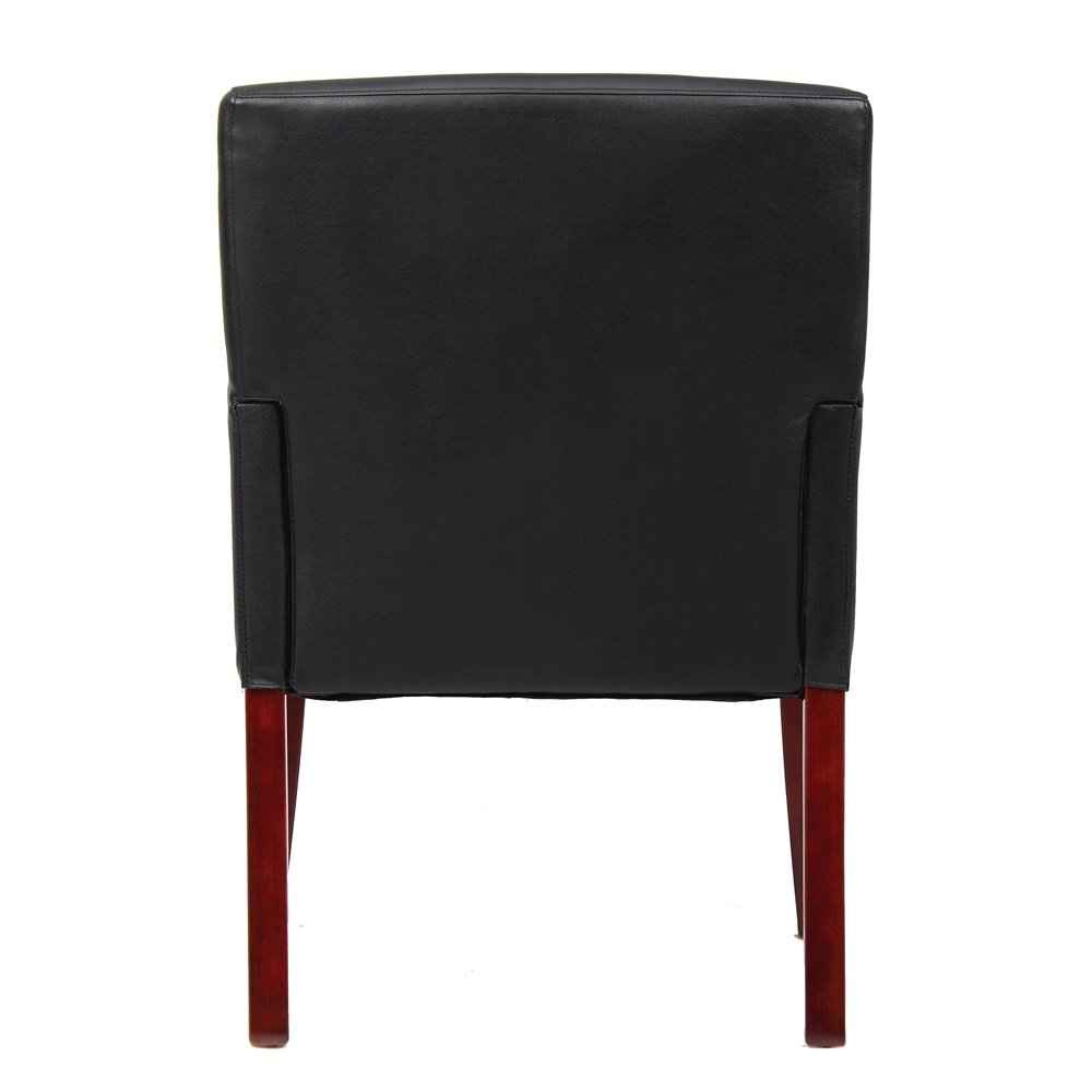 Black Reception Chair With Mahogany Base, Office Guest Or Client Seating