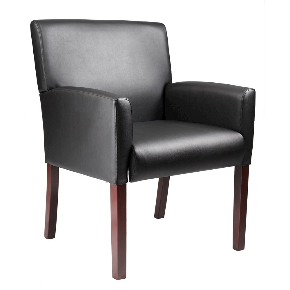 Black Reception Chair With Wood Frame, Office Guest Or Client Seating