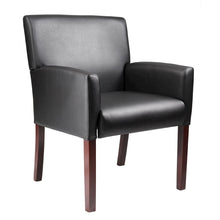 Black Reception Chair With Wood Frame, Office Guest Or Client Seating