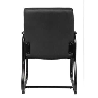 Black Guest Chair With Vinyl Seat, Office Chair No Wheels